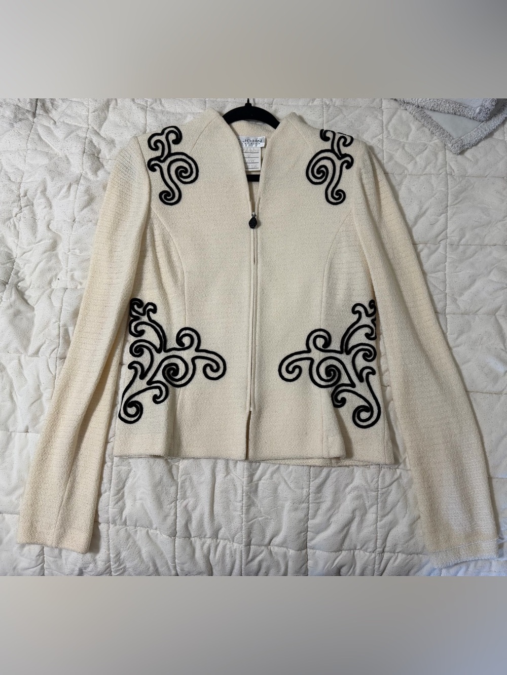St. John Collection Sample Ivory Black Soutache Jacket Fall 2008 S